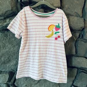 Mini Boden 11-12Y Sequin Fruit Pink Stripe Tee